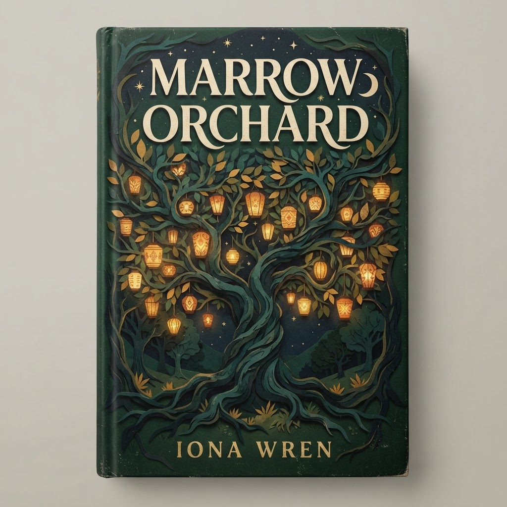 Sample Showcase cover: Marrow Orchard by Iona Wren, illustrative example, not a real book