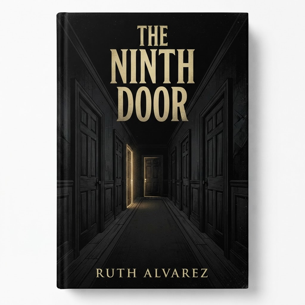 Sample Showcase cover: The Ninth Door by Ruth Alvarez, illustrative example, not a real book